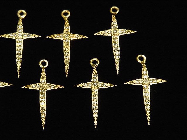 Diamant-Kreuz-Anhänger 20x12x1.5mm 18KGP 1 Stück