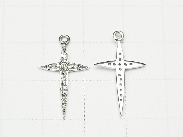 Diamond Cross Charm 18x12x1.5mm Silver925 1pc