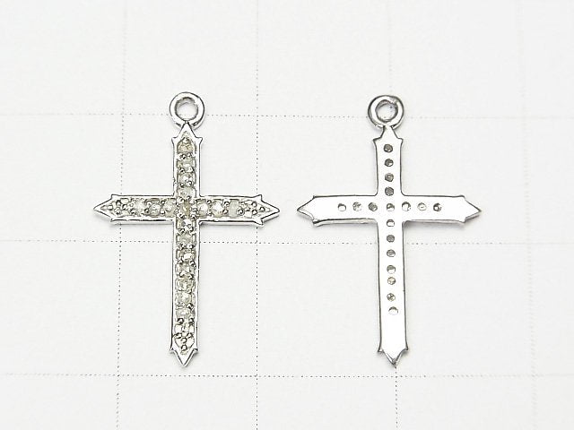 Diamond Cross Charm 18x13x1mm Silver925 1pc