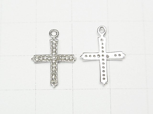 Pendentif Croix Diamant 14x12x1mm Argent925 1pc