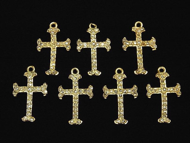 Diamant Kreuz Charm 16x10x1.5mm 18KGP 1Stück