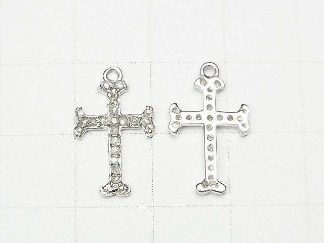 Diamond Cross Charm 16x10x1.5mm Silver925 1pc