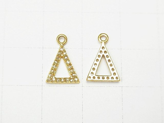 Diamond Triangle (Donut) Charm 10x8x1.5mm 18KGP 1pc