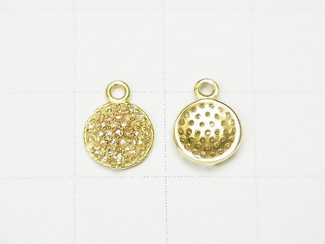 Diamond Coin Charm 8x8x2mm 18KGP 1pc