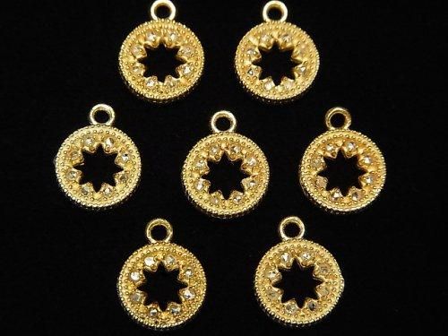 Breloque Diamant Pièce Étoile (Beignet) 7,5x7,5x1,5mm 18KGP 1 pièce