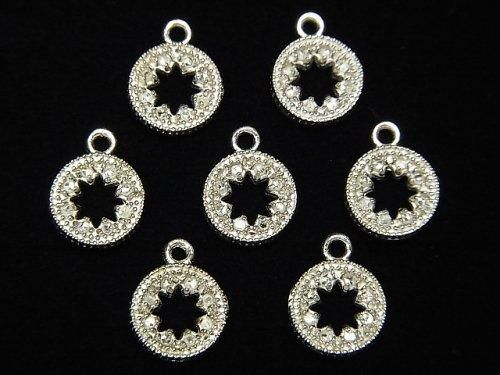 Breloque Diamant Pièce Étoile (Donut) 7,5x7,5x1,5mm Argent925 1pc