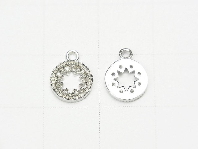 Diamond Coin Star (Donut) Charm 7.5x7.5x1.5mm Silver925 1pc