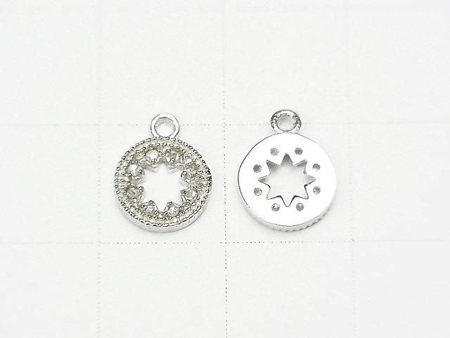 Breloque Diamant Pièce Étoile (Donut) 7,5x7,5x1,5mm Argent925 1pc