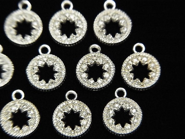 Diamant Münze Stern (Donut) Charm 7.5x7.5x1.5mm Silber925 1Stück