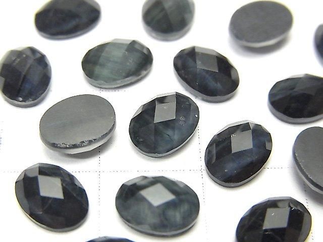 藍虎眼石 x AAA 水晶橢圓刻面素面蛋面 8x6mm 3顆