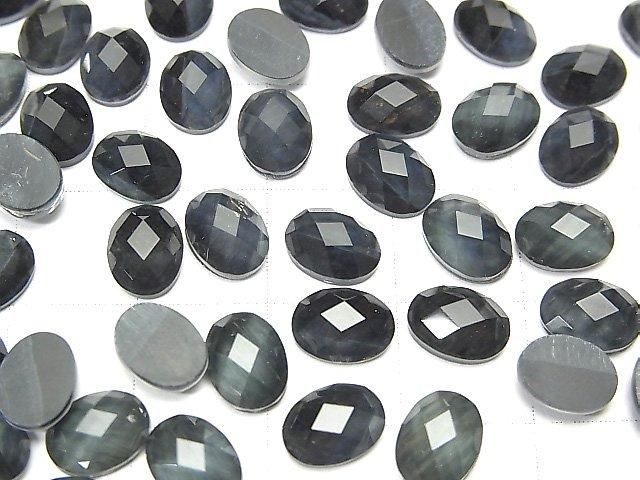Blauer Tigerauge x Kristall AAA Oval Facettiert Cabochon 8x6mm 3Stücke