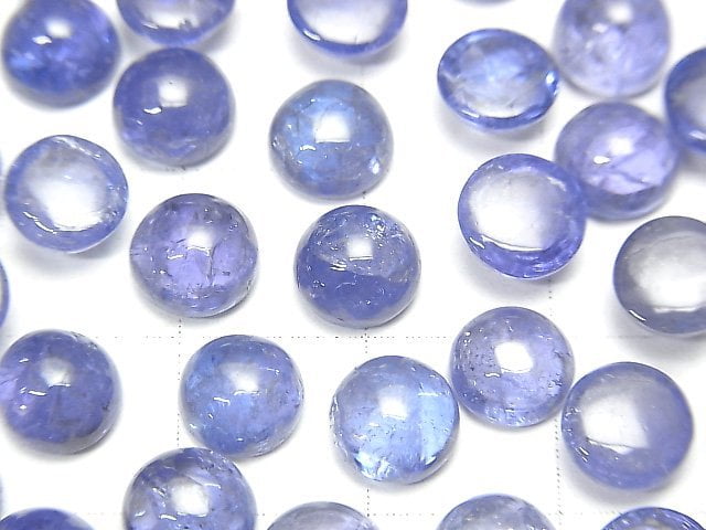 Hochwertig Tanzanit AAA- rund Cabochon 7x7mm 2 Stück