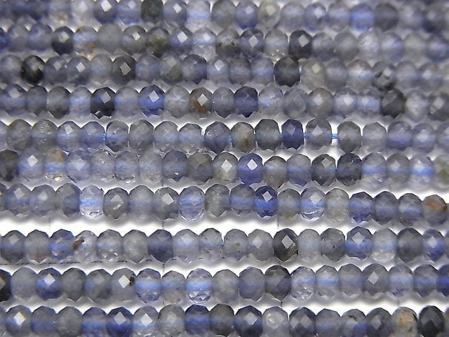 高品質!堇青石 AAA 刻面紐扣扁珠 2.5x2.5x1.5mm 一串珠子 (約12英寸 / 30公分)