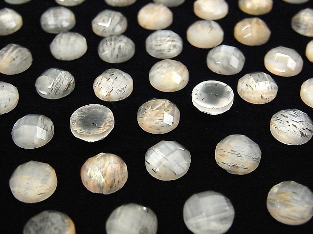 Mondstein x Kristall AAA Runde Facettierte Cabochon 8x8mm 3Stück