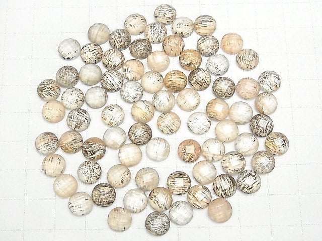 Mondstein x Kristall AAA Runde Facettierte Cabochon 8x8mm 3Stück
