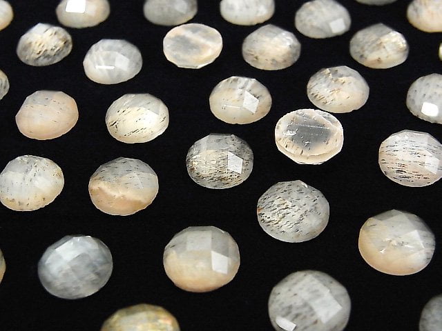 Mondstein x Kristall AAA Runde Facettierte Cabochon 10x10mm 3Stück