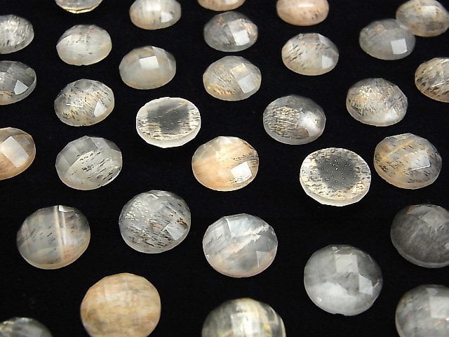 Mondstein x Kristall AAA Runde Facettierte Cabochon 12x12mm 2Stück