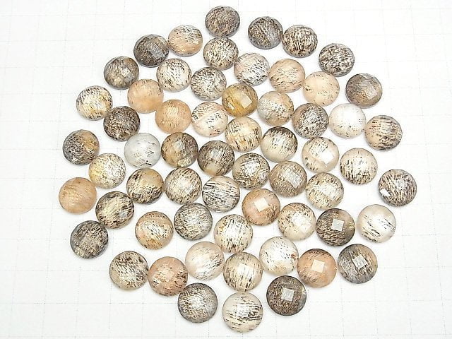 Mondstein x Kristall AAA Runde Facettierte Cabochon 12x12mm 2Stück