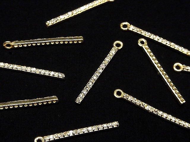 Diamant Stab Charm 20x1.5x2mm 18KGP 1Stück