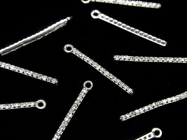 Diamond Bar Charm 20x1.5x2mm Silver925 1pc