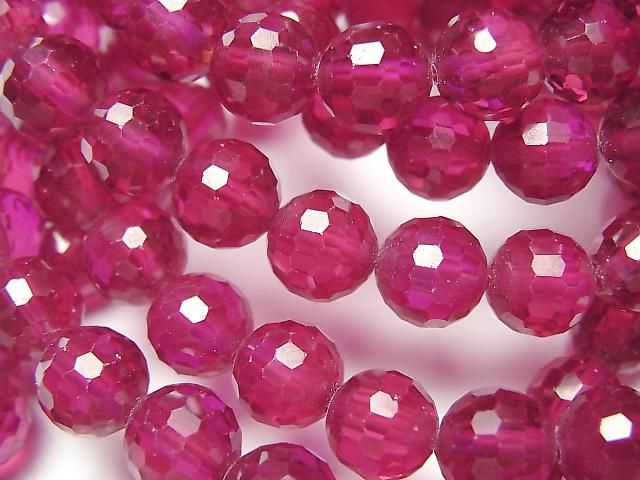 高品質!合成紅寶石 AAA 128 切面圓形 8mm 手鍊
