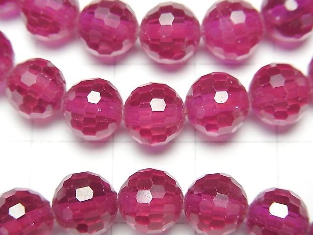 高品質!合成紅寶石 AAA 128 切面圓形 8mm 手鍊