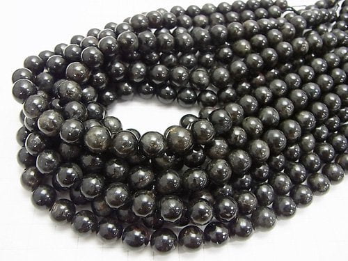 Nuummite Round 10mm half or 1strand beads (aprx.15inch/36cm)