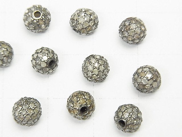 Diamantgefüllte Teile rund 6mm Silber925 oxidierte Oberfläche 1 Stück