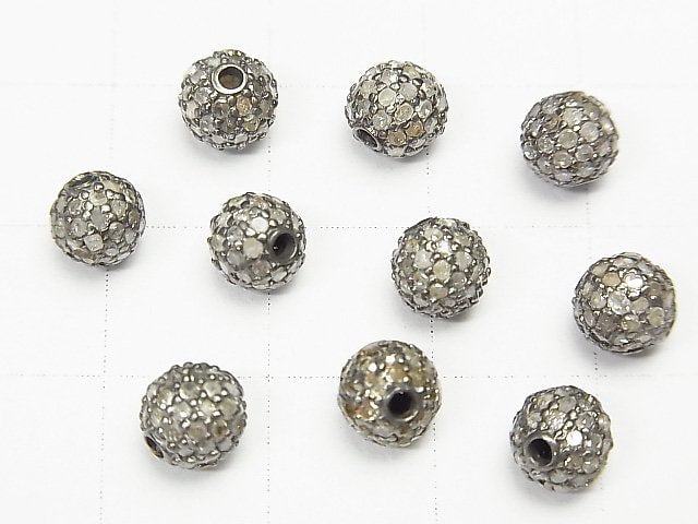 Diamantgefüllte Teile rund 6mm Silber925 oxidierte Oberfläche 1 Stück