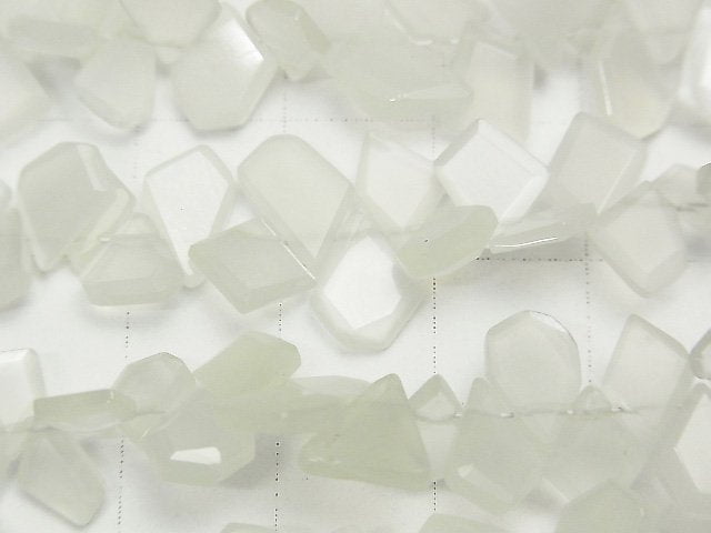 高品質白月光石 AAA 刻面原石切片 1串珠子(約7英吋/18公分)
