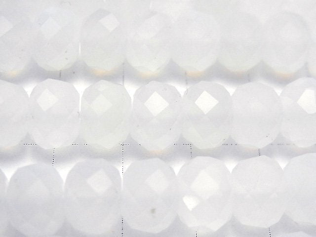 高品質!白色玉髓刻面紐扣扁珠 10x10x7毫米 半串或一串珠子(約15英吋 / 36厘米)