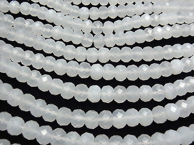 Hochwertig! Weißer Chalcedon Facettiert Knopf Rondelle 10x10x7mm halb oder 1Strang Perlen (ca. 36cm)
