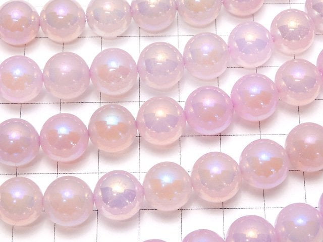 Flash, rosa Farbe Chalcedon Rund 12mm 1 Strang Perlen (ca. 15 Zoll / 36 cm)