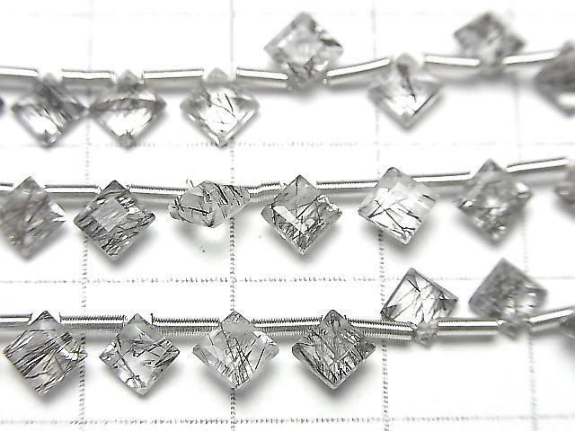 Hochwertiger Turmalinquarz AAA Diamant Prinzessschnitt 5x5mm 1 Strang (13 Stück)