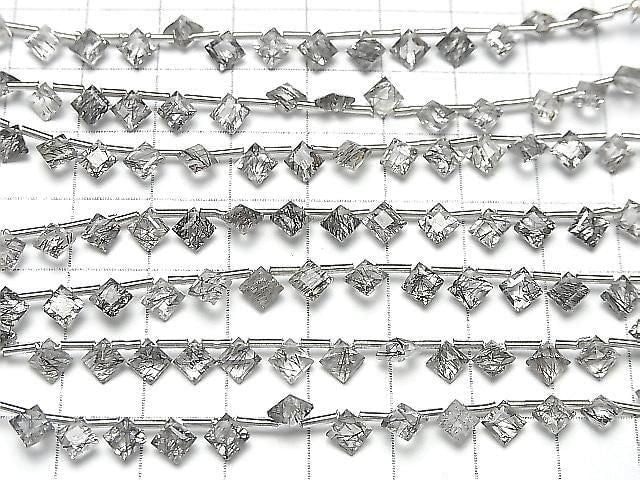 Hochwertiger Turmalinquarz AAA Diamant Prinzessschnitt 5x5mm 1 Strang (13 Stück)
