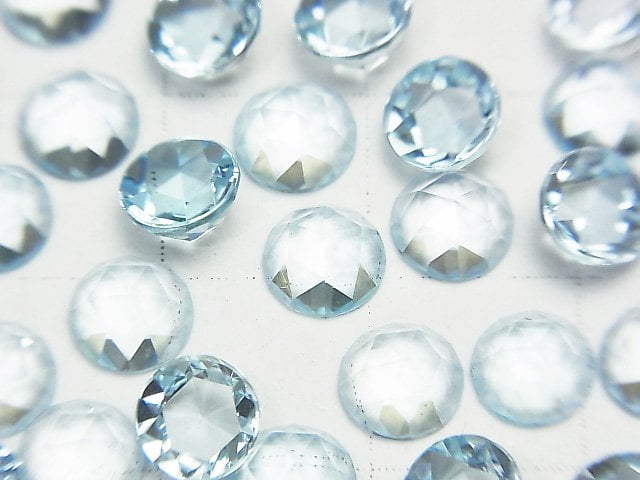 高品質天空藍拓帕石 AAA 圓形玫瑰式切割 6x6mm 2顆