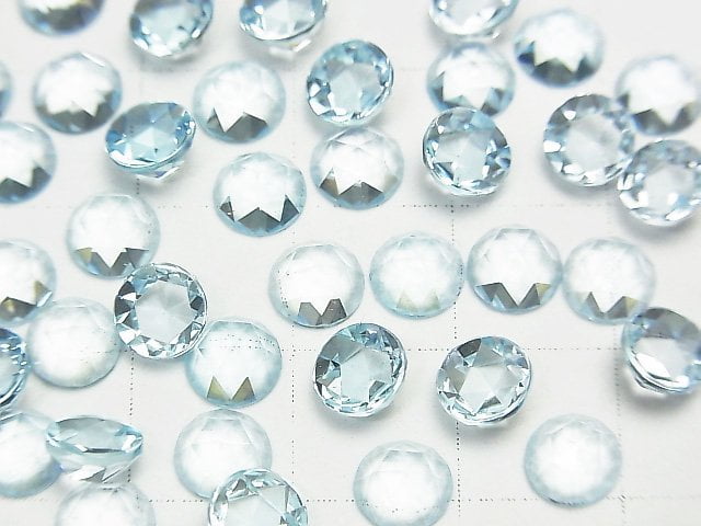 Hochwertiger Himmelblauer Topas AAA Rund Rosenschliff 6x6mm 2 Stück