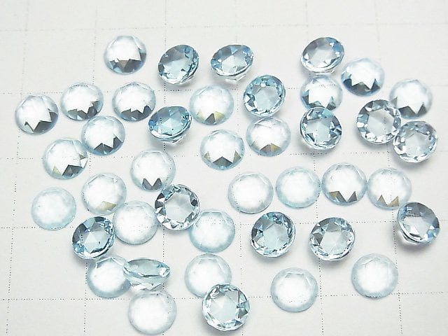 Hochwertiger Himmelblauer Topas AAA Rund Rosenschliff 6x6mm 2 Stück