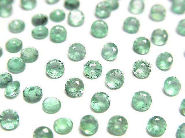 尚比亞高品質祖母綠 AA++ 圓形刻面裸石 3x3mm 5顆