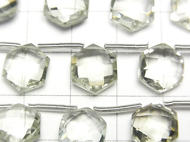 高品質綠紫水晶 AAA 級六角形切割 11x10mm 1串珠子 (8顆)