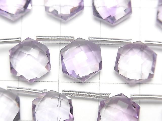 高品質粉紅紫水晶 AAA 六邊形切割 11x10mm 一串珠子(8顆)