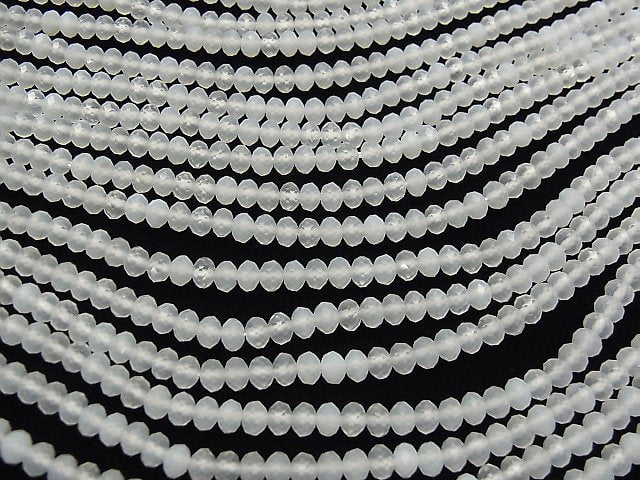 Hochwertig! Weißer Chalcedon Facettiert Knopf Rondelle 4x4x3mm 1 Strang Perlen (ca. 15 Zoll / 37 cm)