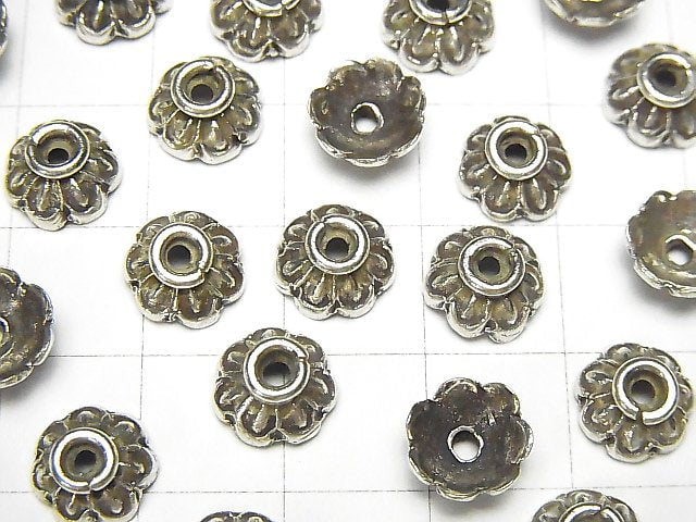 Karen Silver Bead Caps 9x9x4mm NO.4 2pcs