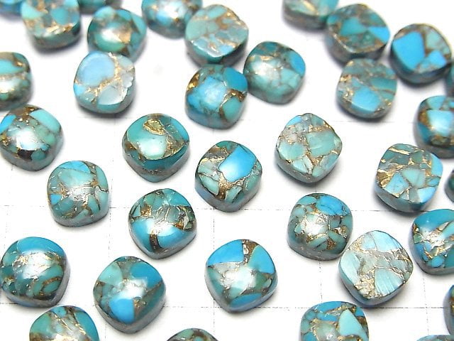 Blauer Kupfer-Türkis AAA Quadrat-Cabochon 6x6mm 3 Stück