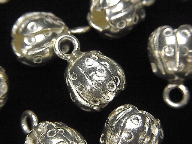 Karen Silver Flower (Bud) Charm 16x10x10mm 1pc