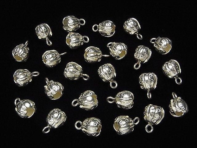 Karen Silver Flower (Bud) Charm 16x10x10mm 1pc