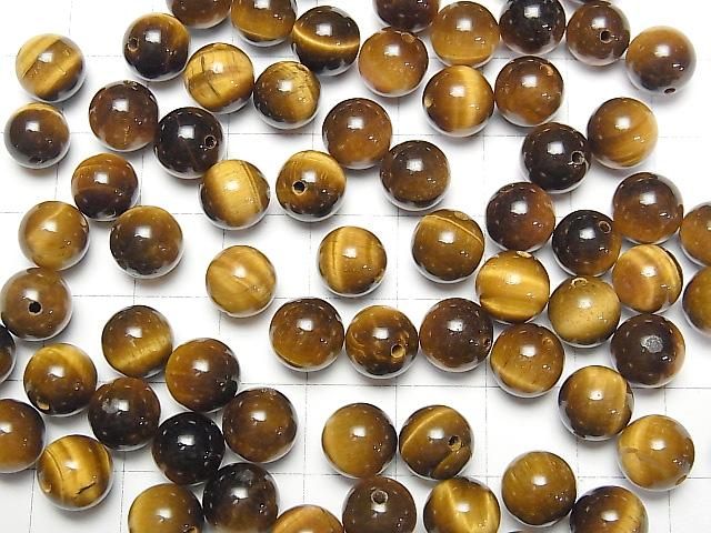 Gelber Tigerauge AA++ halb durchbohrter runder 8mm 10 Stück
