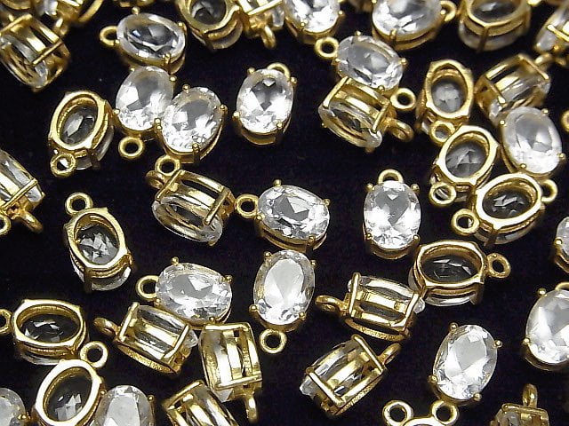 Hochwertiger Kristall AAA Zargenfassung oval facettiert 8x6mm 18KGP 2 Stück