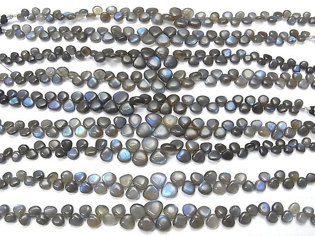 Hochwertiger blauer Labradorit AAA- Kastanie (glatt) halber oder 1 Strang Perlen (ca. 18 cm)