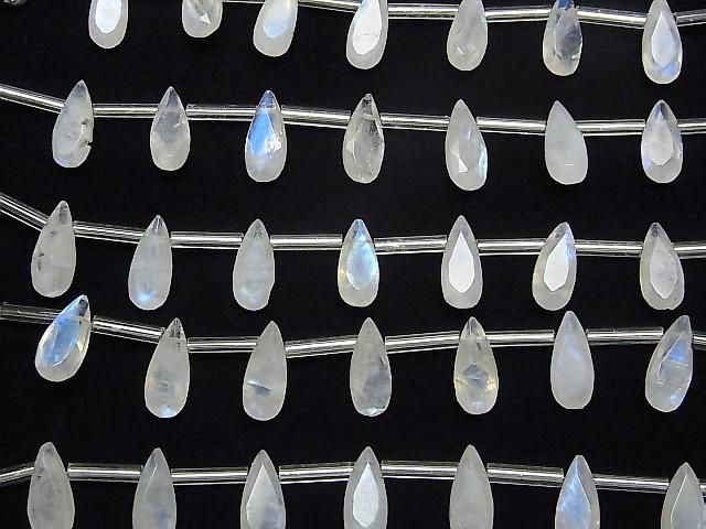 高品質彩虹月光石 AA++ 梨形刻面 12x5mm 半串或 1 串珠(13 顆)
